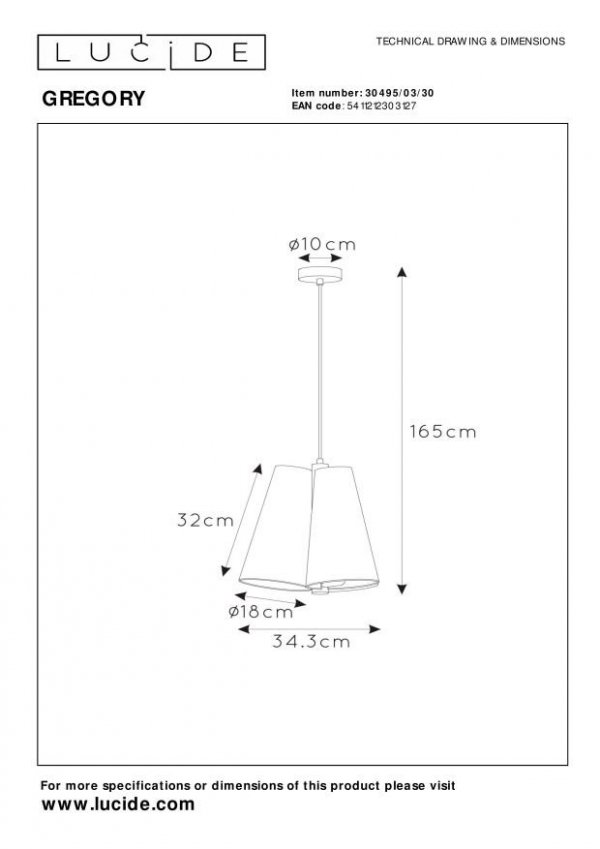 Lampa Wisząca Designerska GREGORY 30495/03/30 LUCIDE