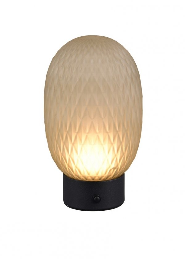 Lampa stołowa nocna LED designerska nowoczesna dekoracyjna na komodę szklany klosz ściemnialna owalna FACETTE 564210115 Trio