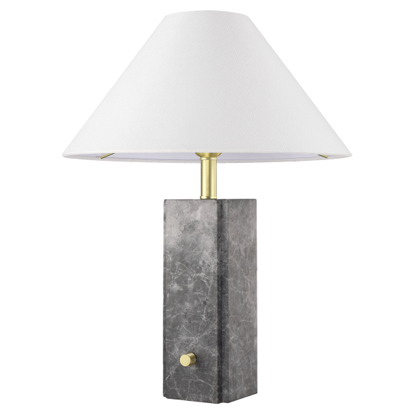Abażurowa lampa stołowa nocna marmurowa ORLEANS T01487BR-WH Cosmo Light