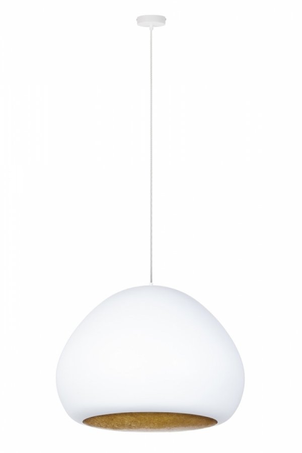Biała lampa wisząca Lava Sigma 41076 nad stół jadalniana klosz kopuła biała kompozyt mineralny