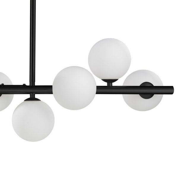 Lampa wisząca czarna listwa mleczne szklane okrągłe klosze molekularna minimalistyczna klasyczna elegancka MINI MOON ST-8118P-11 black Step Into Design