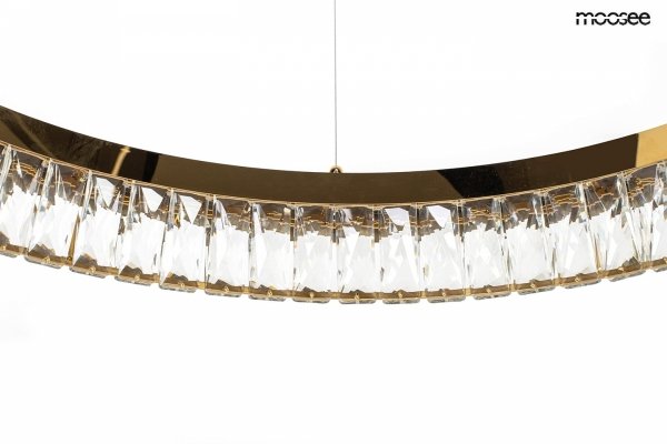 Kryształowa złota lampa wisząca LED glamour okrąg ring SAVOY 100 złota MSE1501100529 MOOSEE King Home