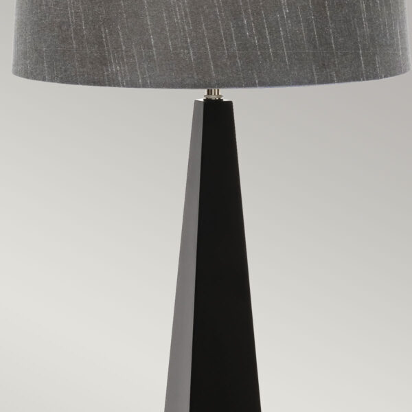 Nowoczesna lampa stołowa czarna salonowa z szarym abażurem ASCENT ASCENT-TL-BLK Elstead Lighting polerowany nikiel