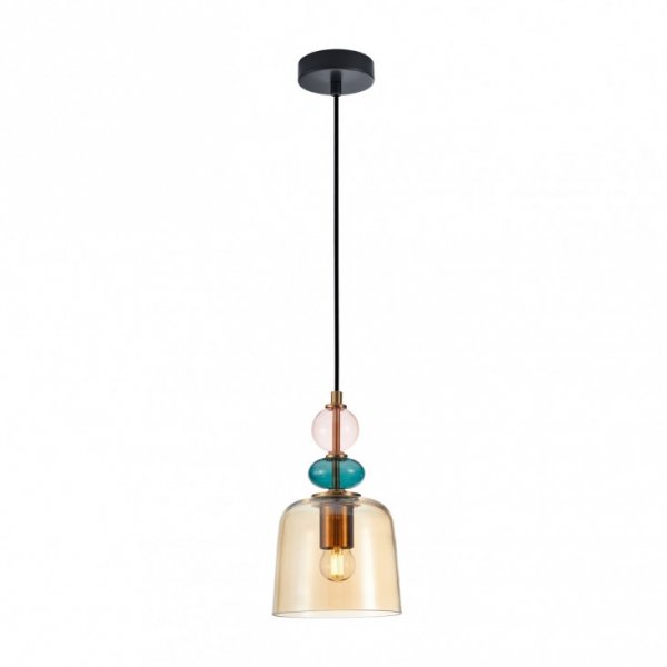 Designerska Lampa Wisząca Szklana Bursztynowy Klosz NAMOS PND-27092A-MC-BRO ITALUX