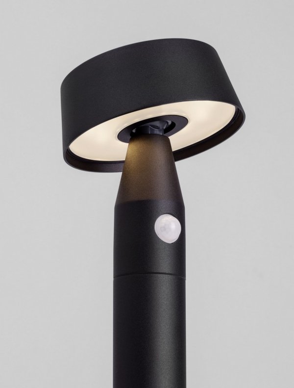 Minimalistyczny słupek ogrodowy z czujnikiem ruchu klasyczny LED 3 tryby świecenia aluminiowy czarny regulowany IP54 FRAVELA LE75124 Luces Exclusivas