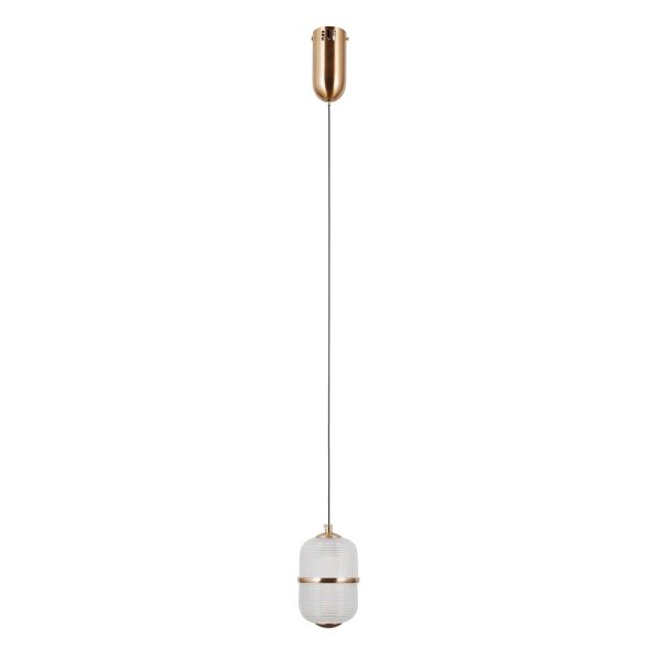 Złota lampa wisząca pojedyncza siatkowany klosz szklany Alani Italux PND-34375-1-HBR lampa jadalniana nad wyspę nad stół