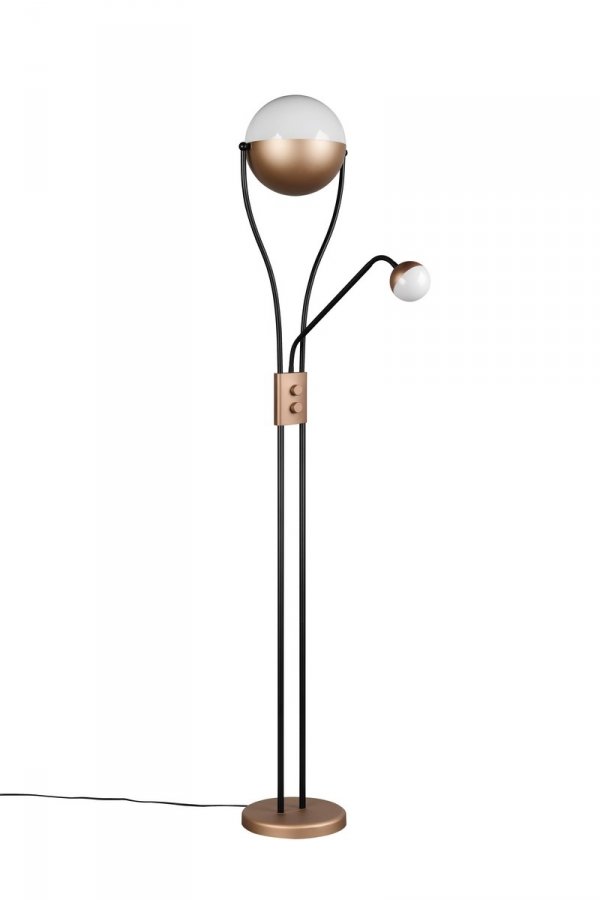 Nowoczesna dekoracyjna lampa podłogowa LED dwie kule brązowa metalowa designerska uniwersalna ściemnialna CHRIS 478310265 TRIO