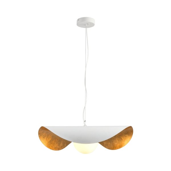Lampa wisząca ozdobna aluminiowa biała industrialna designerska elegancka mleczny szklany klosz ENZO ST-F22020601-D60 white Step Into Design