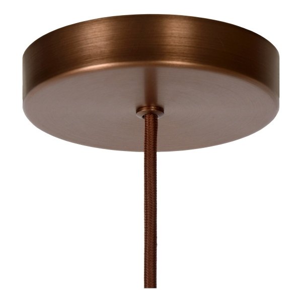 Lampa wisząca miedziana szklany bursztynowy klosz TOLEDO 74405/01/62 Lucide