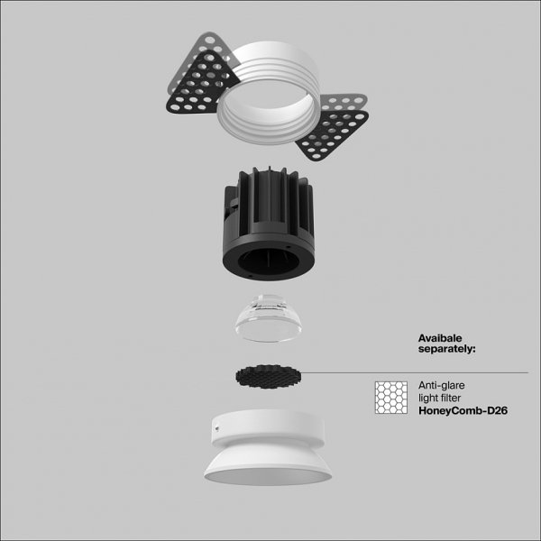 Biała Oprawka Wpuszczana Downlight Round Maytoni DL058-7W3K-W
