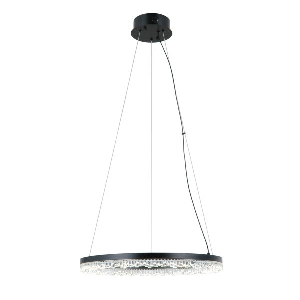 Lampa wisząca okrąg z kryształkami 50cm LED czarna dekoracyjna w nowoczesnym stylu wybór barwy światła Barlo PND-34526-M-BK Italux