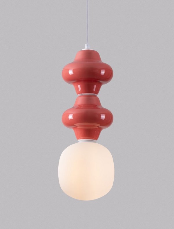 Designerska Lampa Wisząca z Ceramiki w Kolorze Koralowym Luces Exclusivas VILROSA LE44558
