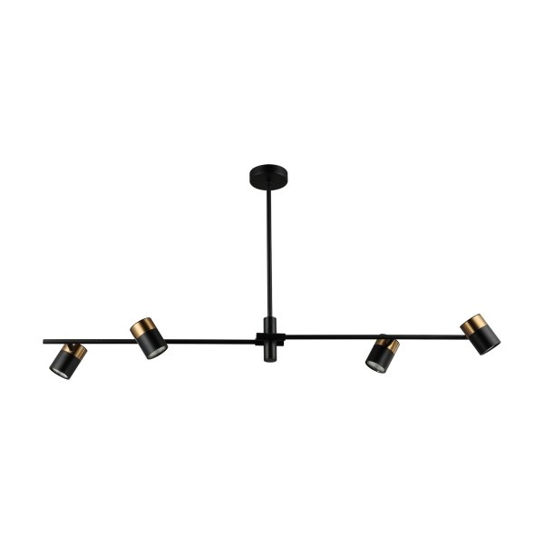 Nowoczesna czarna lampa wisząca listwa tuby Elice PND-58892-4-BK-BRO Italux czarny/mosiężny