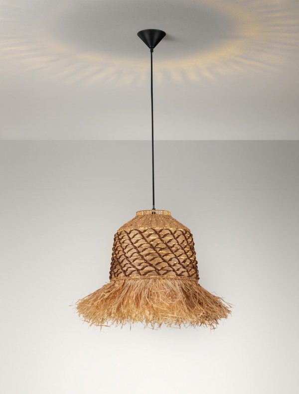 Lampa wisząca sznurkowa pleciona wiszące frendzle owalna boho rystykalna industrialna nad stół do salonu sypialni FANLIZA LE45359 Luces Exclusivas
