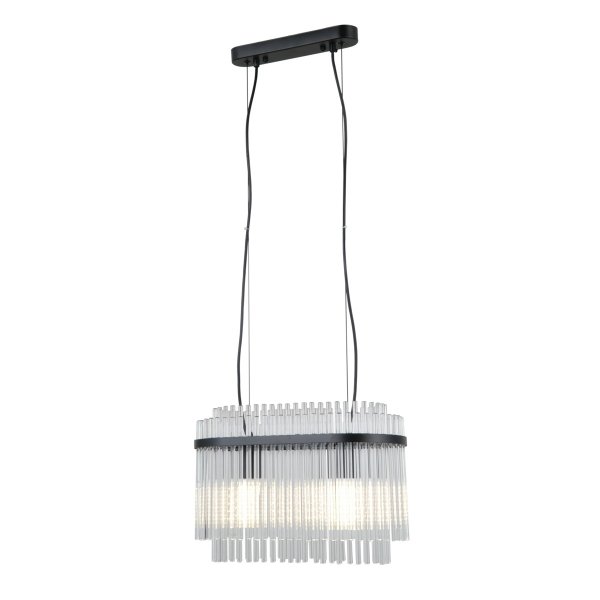 Lampa wisząca czarna z dekoracyjnych rurek szklana owalna w nowoczesnym stylu Bonte PND-40929-2A-BK Italux