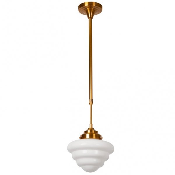 Lampa Wisząca Vintage Złota Szklany Biały Klosz ROSALINE 11401/01/61 LUCIDE