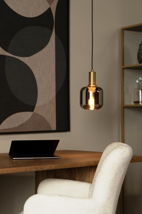 Nowoczesna Czarna Lampa Wisząca Szklany Dymiony Klosz JOANET 45494/16/65 LUCIDE