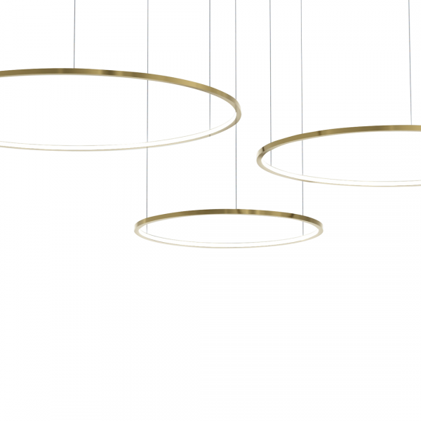 Złota lampa wisząca okęgi SATURNO Milagro ML0847 salonowa pierścieniowa