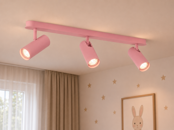 Lampa sufitowa liniowa z 3 reflektorami regulowana różowa minimalistyczna uniwersalna LINCA 6369 Argon