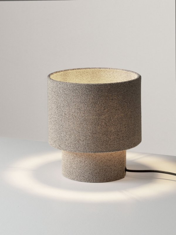 Lampka stołowa nocna lniana abażurowa brązowa minimalistyczna uniwersalna dekoracyjna Luces Exclusivas
