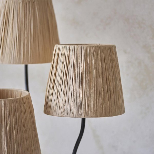 Lampa podłogowa stojąca falista potrójna abażurowa z rafii boho rustykalna naturalna minimalistyczna Wriggle 114221 ENDON