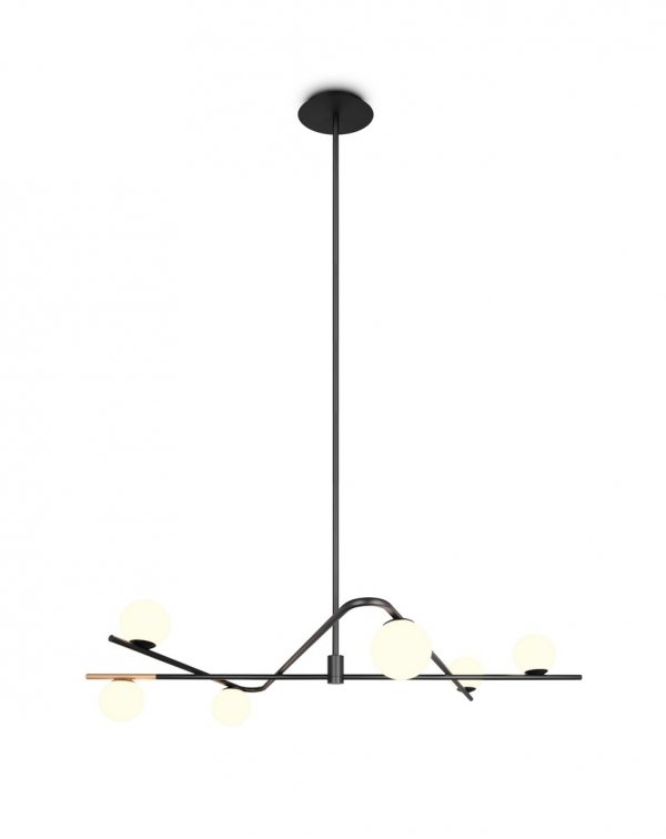 Lampa wisząca dekoracyjna czarno złota w nowoczesnym stylu szklane klosze kule FLAMING 368900680 TRIO SELECT