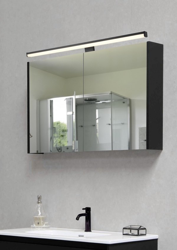 Lampa ścienna kinkiet LED czarny nad lustro listwa minimalistyczny IP44 LINO 284116032 TRIO