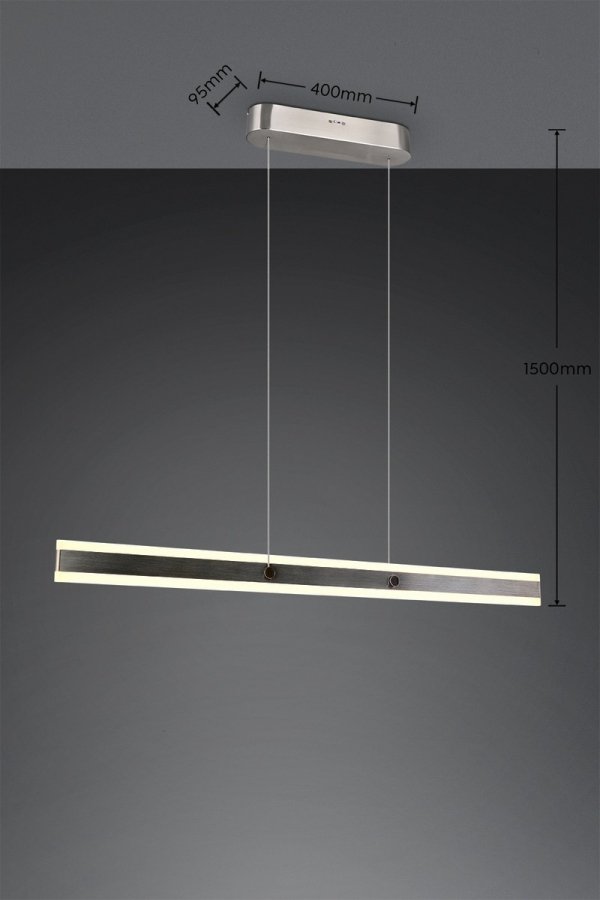 Nowoczesna uniwersalna lampa wisząca LED minimalistyczna srebrna metalowa listwa podłużna ściemnialna ARCOLA 331210107 Trio