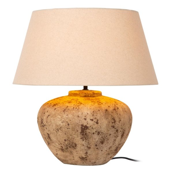 Dekoracyjna lampka stołowa ceramiczna podstawa z bawełnianym abażurem owalna nowoczesna na komodę DAVINA 47512/81/43 LUCIDE