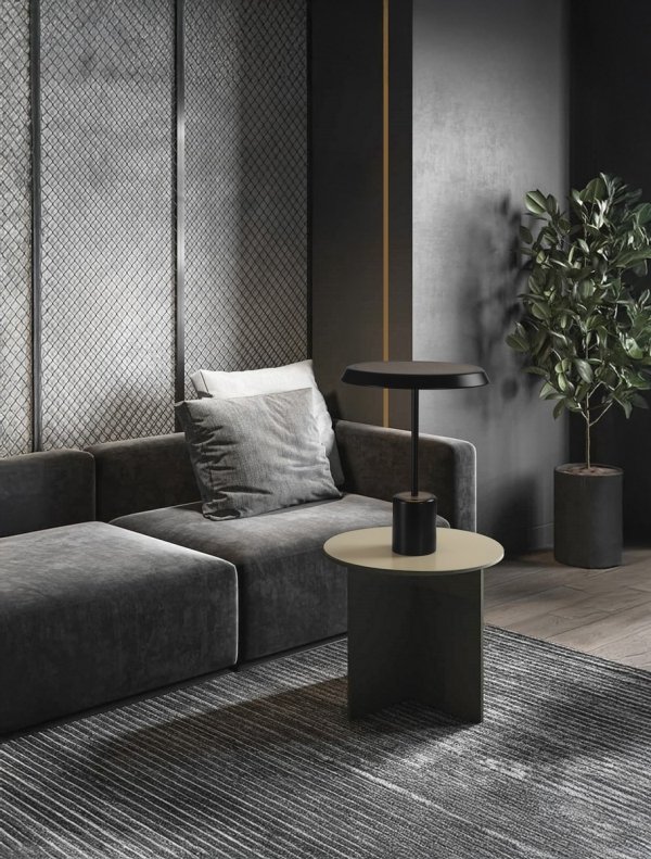Lampka stołowa nocna czarna LED okrągła minimalistyczna uniwersalna klasyczna FOVENTO LE45441 Luces Exclusivas