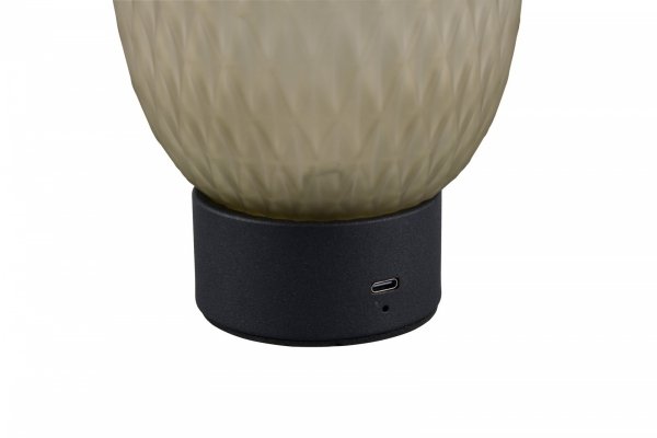 Lampa stołowa nocna LED designerska nowoczesna dekoracyjna na komodę szklany klosz ściemnialna owalna FACETTE 564210115 Trio