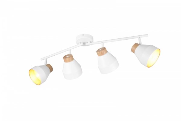 Nowoczesny plafon lampa sufitowa 4-płomienna biała regulowana klasyczna uniwersalna metalowa drewniany dekor VALENTIN R81924031 Rl