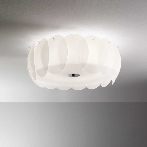 Biały szklany plafon sufitowy biały Ovalino pl5 Ideal lux 093963