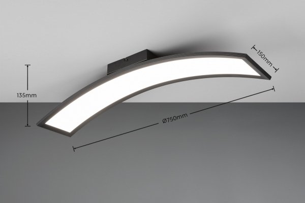 Nowoczesny plafon lampa sufitowa LED czarna metalowa designerska minimalistyczna prostokątna zagięta SIGMA R64861132 Rl