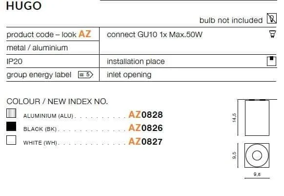 Nowoczesna lampa sufitowa plafon tuba aluminiowa + chrom HUGO AZ0828 + AZ0856 Azzardo