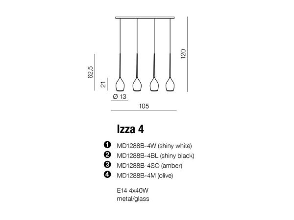 LAMPA WISZĄCA AZZARDO IZZA AZ0101 NOWOCZESNA RETRO BIAŁA