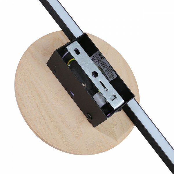 Nowoczesna lampa ścienna kinkiet LED listwa czarna z drewnianymi elementem minimalistyczna rustykalna JAVA II BLACK WOOD 1441 TK-Lighting