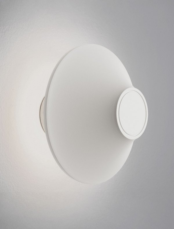 Minimalistyczny kinkiet zewnętrzny LED biały aluminiowy okrągły podświetlający elewację klasyczny nowoczesny IP54 QUERILO LE75186 Luces Exclusivas