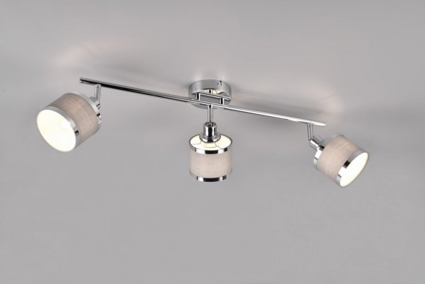 Nowoczesny plafon lampa sufitowa potrójna srebrna tkaninowy abażur uniwersalna minimalistyczna ściemnialna AROSA 812100306 Trio