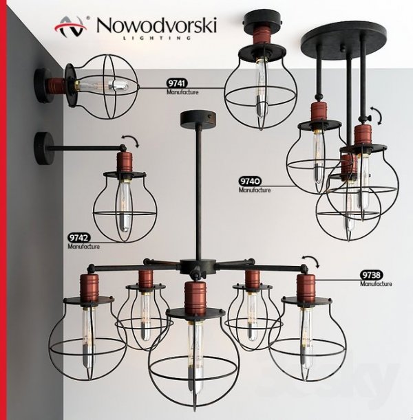 LAMPA SUFITOWA PLAFON Nowodvorski Lighting MANUFACTURE 9740 LOFT VINTAGE METALOWA CZARNA