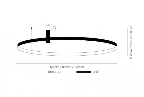 Lampa Natynkowa Czarna Wisząca 3000K 117cm SHILO AGARI 1350