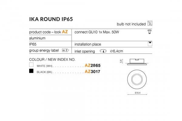 OPRAWA WPUSZCZANA AZZARDO IKA ROUND AZ2865 BIAŁA