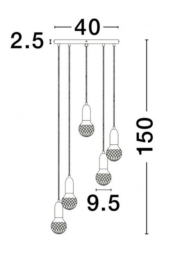 Złota Lampa Wisząca Do Salonu LOFT LUCES EXCLUSIVAS BANI LE42711 Szklane Kule