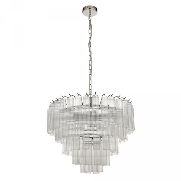 Szklana lampa wisząca rurki niklowana okrągła designerska nowoczesna Toulouse 104090 ENDON
