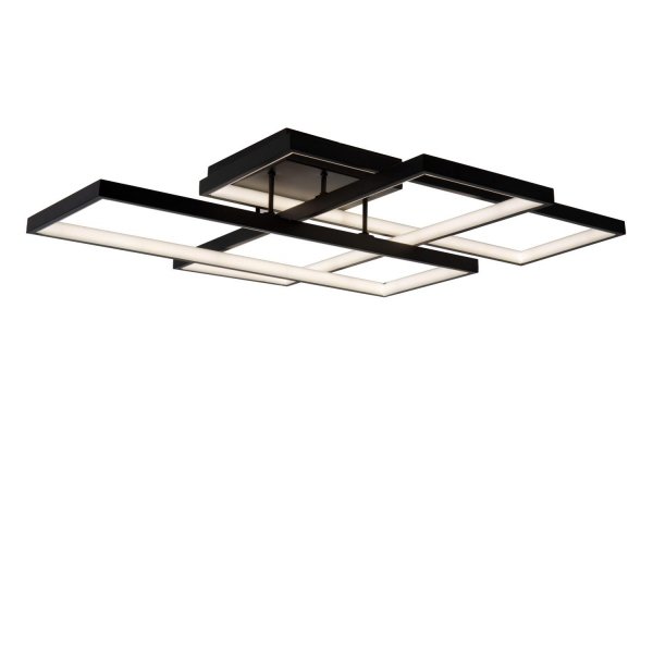 Nowoczesny plafon lampa sufitowa LED czarna uniwersalna minimalistyczna geometryczna prostokąty ściemnialna LOKERO 78101/60/30 Lucide