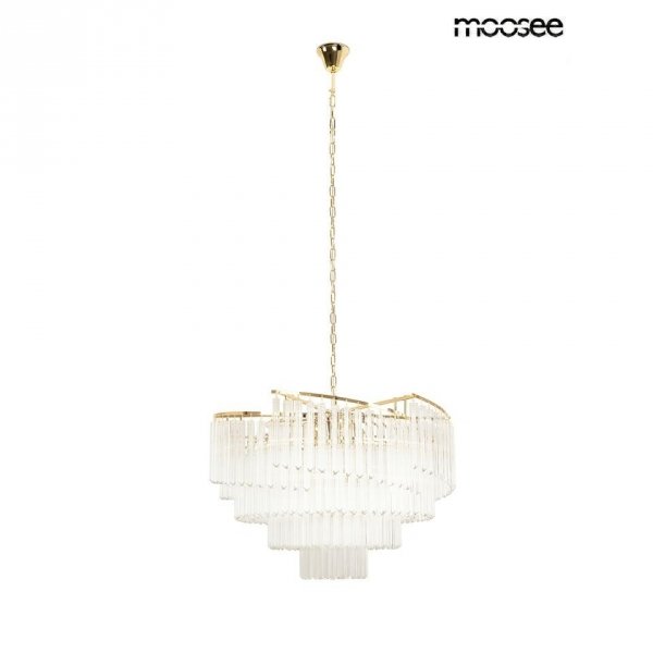 Złota lampa wisząca żyrandol do salonu w stylu glamour kryształowa LUMA 60 MSE1501100568 MOOSEE