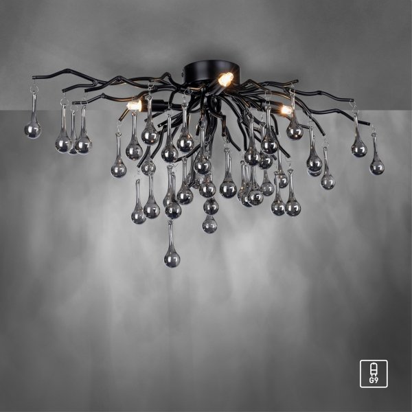 Lampa sufitowa ICICLE 8090-18 Paul Neuhaus | Czarny Plafon Kryształowy G9 Zuma line