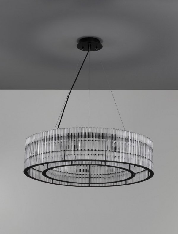 Lampa Wisząca Glamour Szklana z Czarnymi Metalowymi Elementami ACTUN LE43343 LUCES EXCLUSIVAS