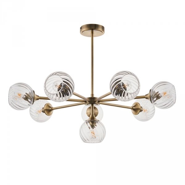 Dekoracyjna Lampa Wisząca Vintage Szklane Klosze Kule Mosiądz ALLEGRA 103172 ENDON