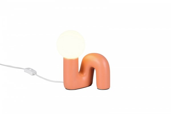 Lampka stołowa nocna pomarańczowa ceramiczna designerska dekoracyjna na komodę QUINN R56821040 RL